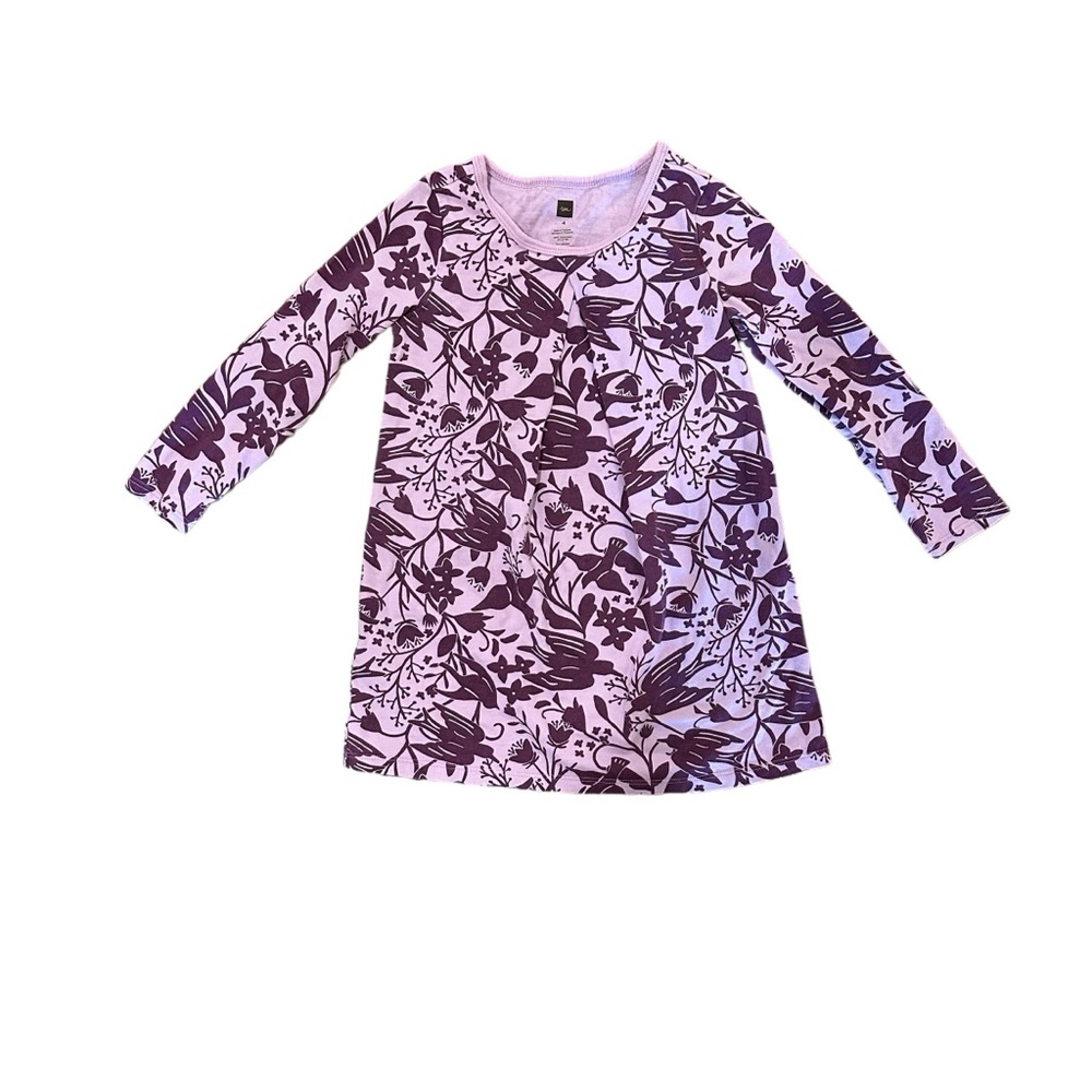 Tea Collection Girls Free as a Bird Purple Floral Dress Size 4